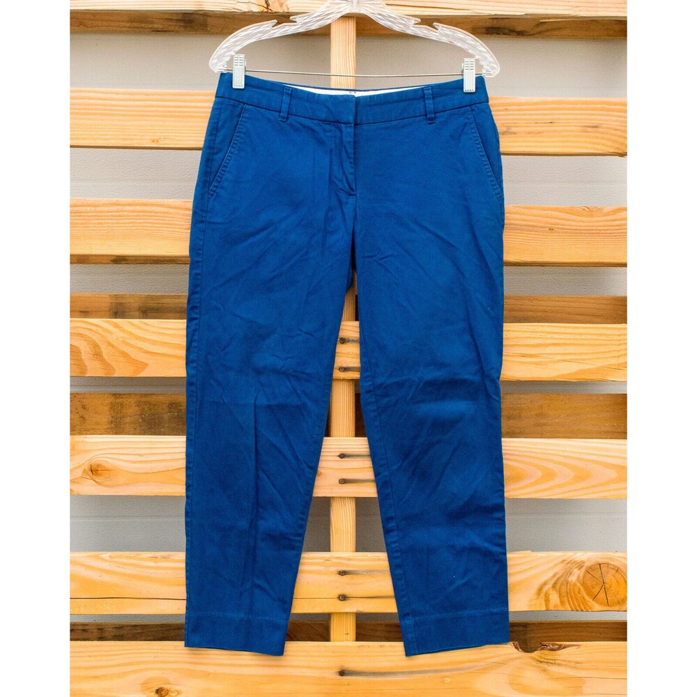 J. Crew Stretch Skimmer Pants Navy Blue Straight Leg Slim Ankle Crop Pants Sz 4